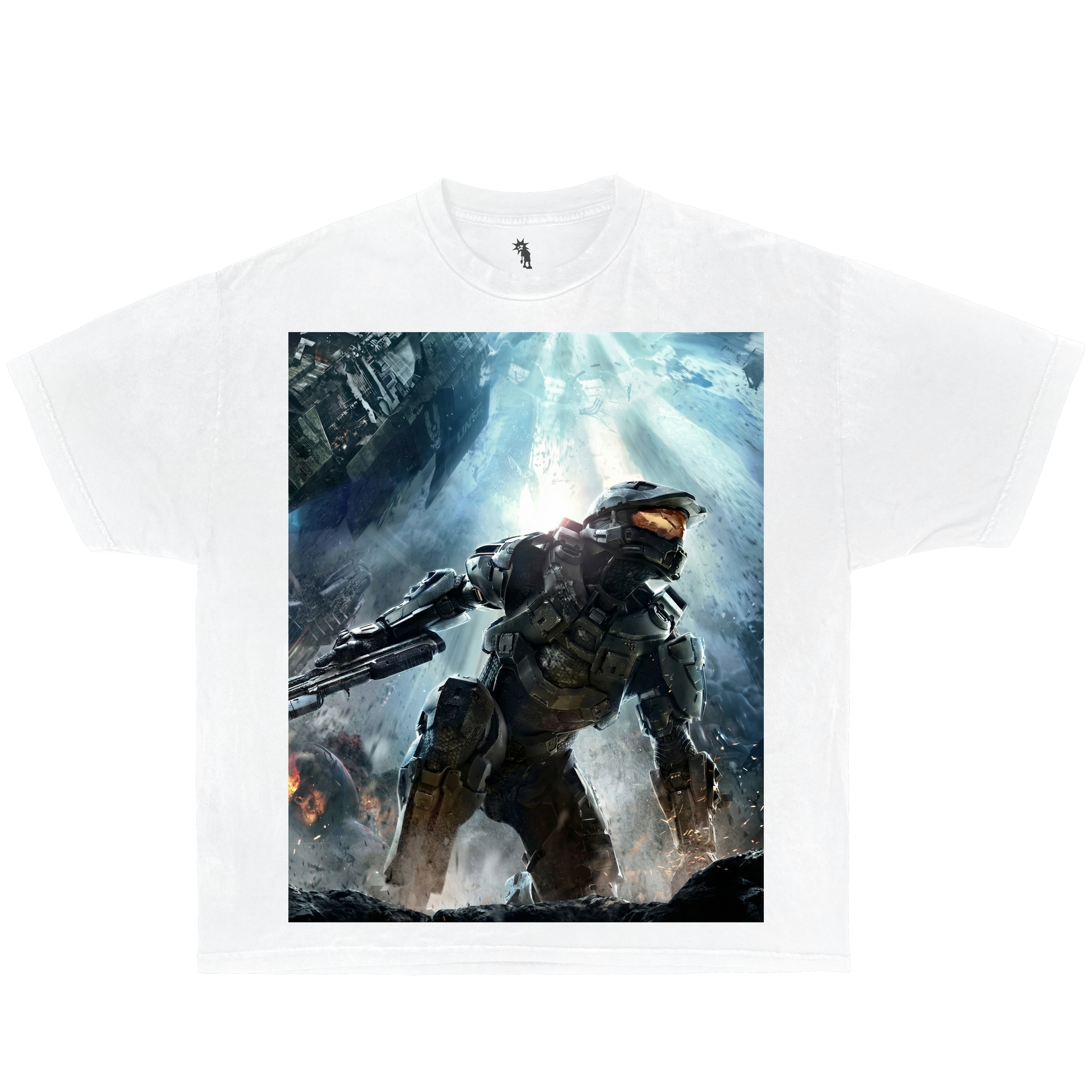 Master Chief Graphic T-Shirt Vintage Tee Bootleg Style Boxy Shirt Streetwear Y2K Oversized