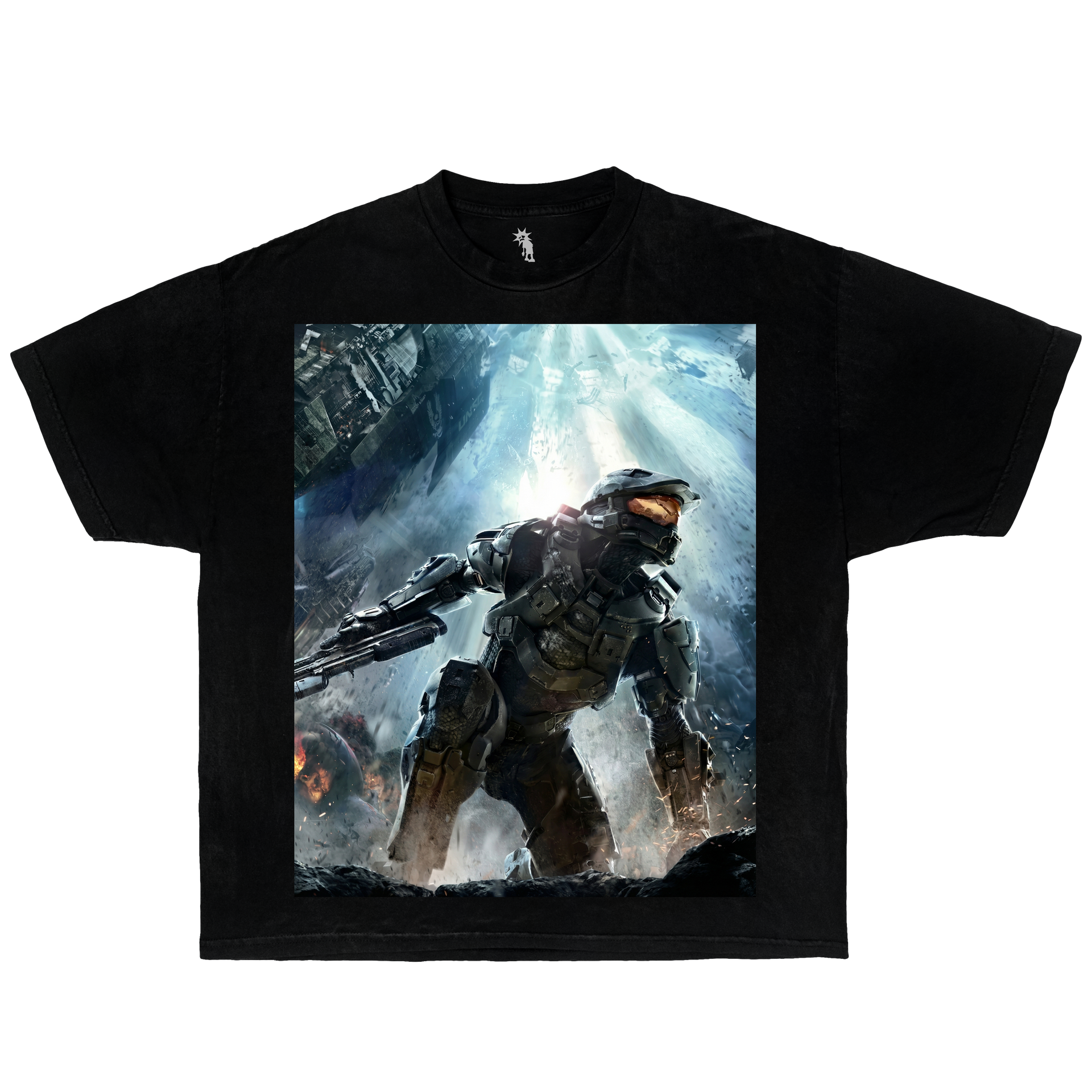 Master Chief Graphic T-Shirt Vintage Tee Bootleg Style Boxy Shirt Streetwear Y2K Oversized