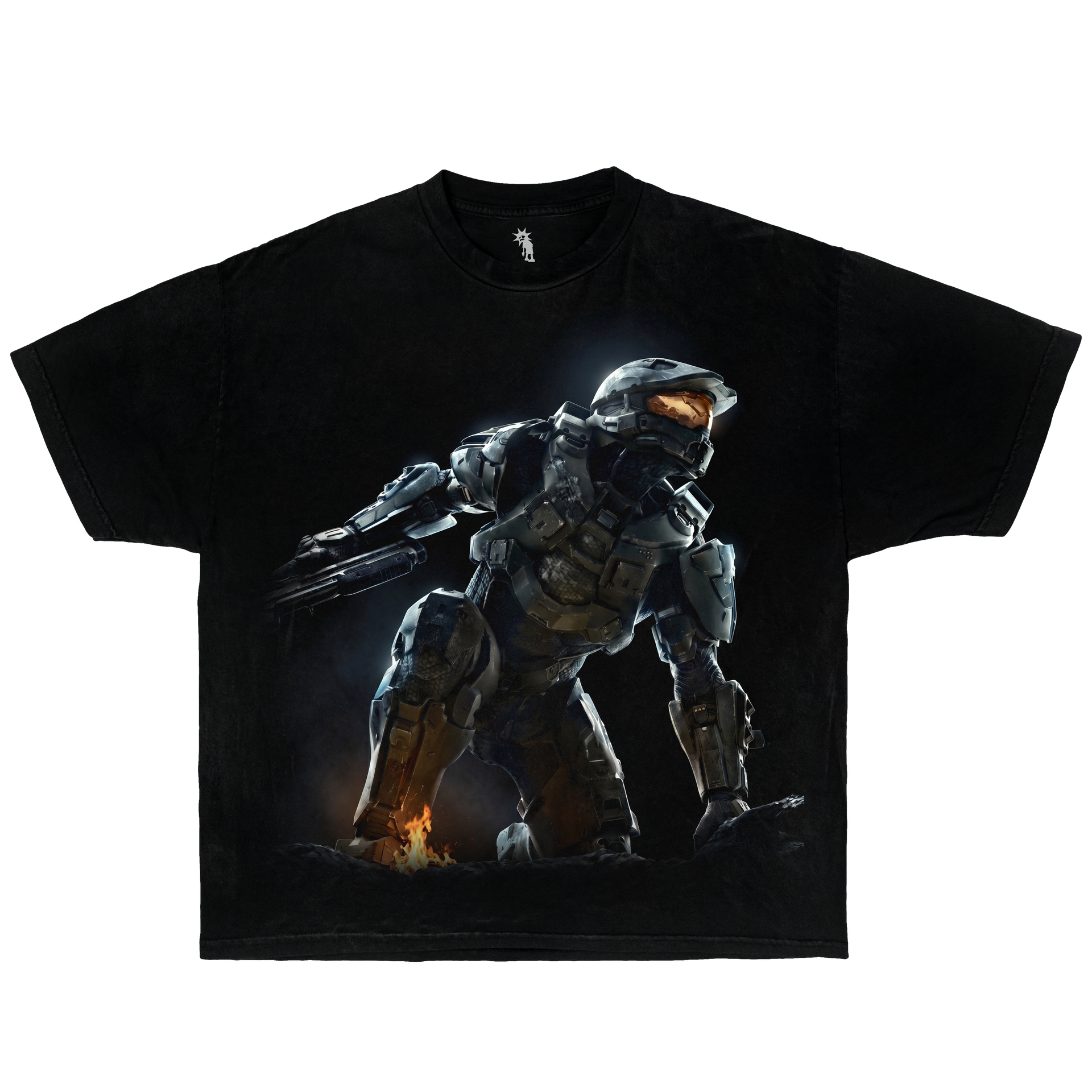 Master Chief Graphic T-Shirt Vintage Tee Bootleg Style Boxy Shirt Streetwear Y2K Oversized