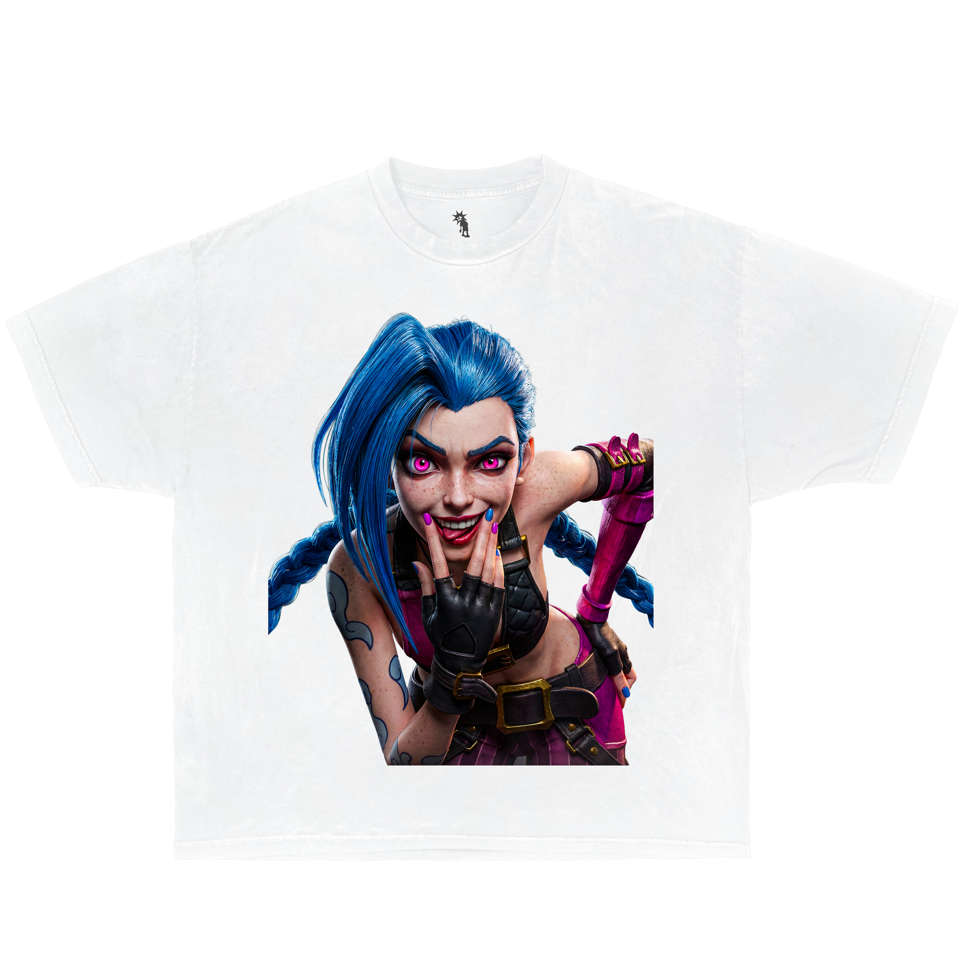 League Of Legends Jinx taunt, Graphic T-Shirt Vintage Tee Bootleg Style Boxy Shirt Streetwear Y2K Oversized