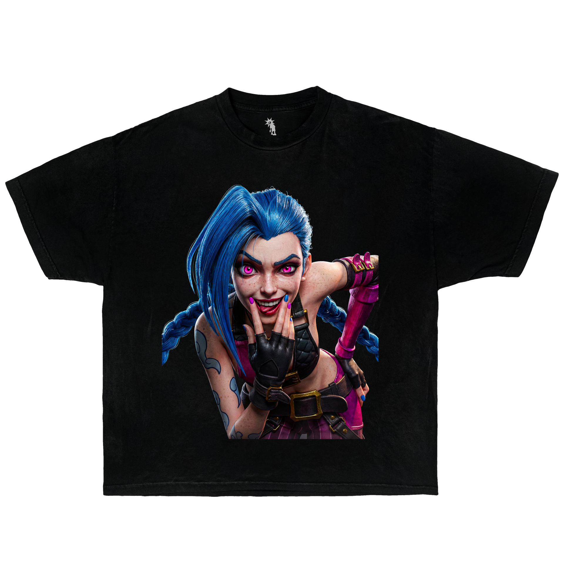 League Of Legends Jinx taunt, Graphic T-Shirt Vintage Tee Bootleg Style Boxy Shirt Streetwear Y2K Oversized