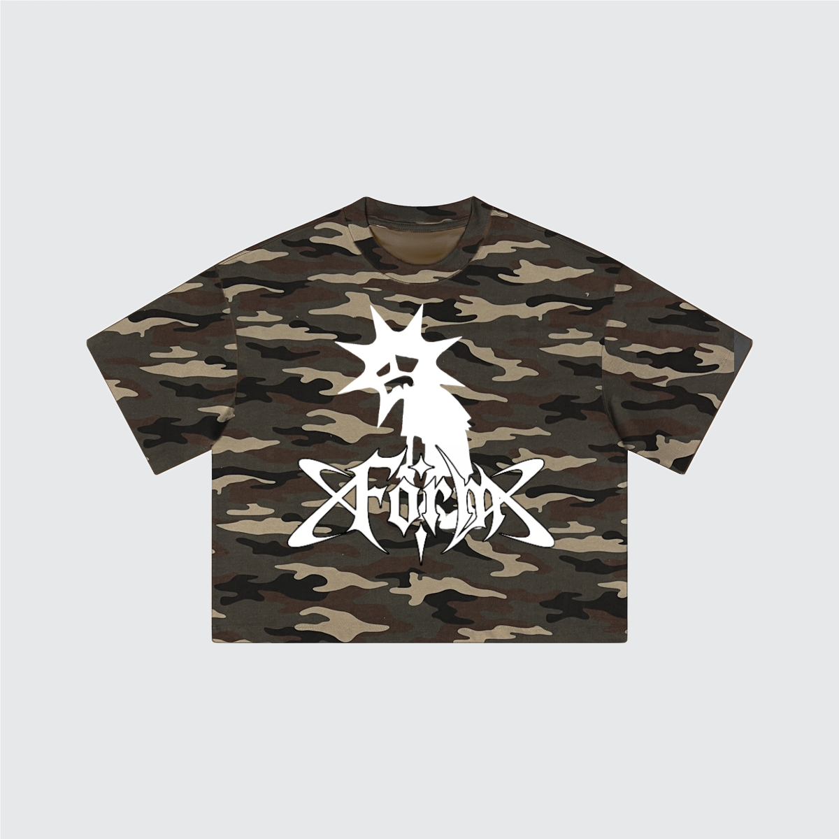True Form Green Camo - Heavyweight Boxy Cropped Shirt