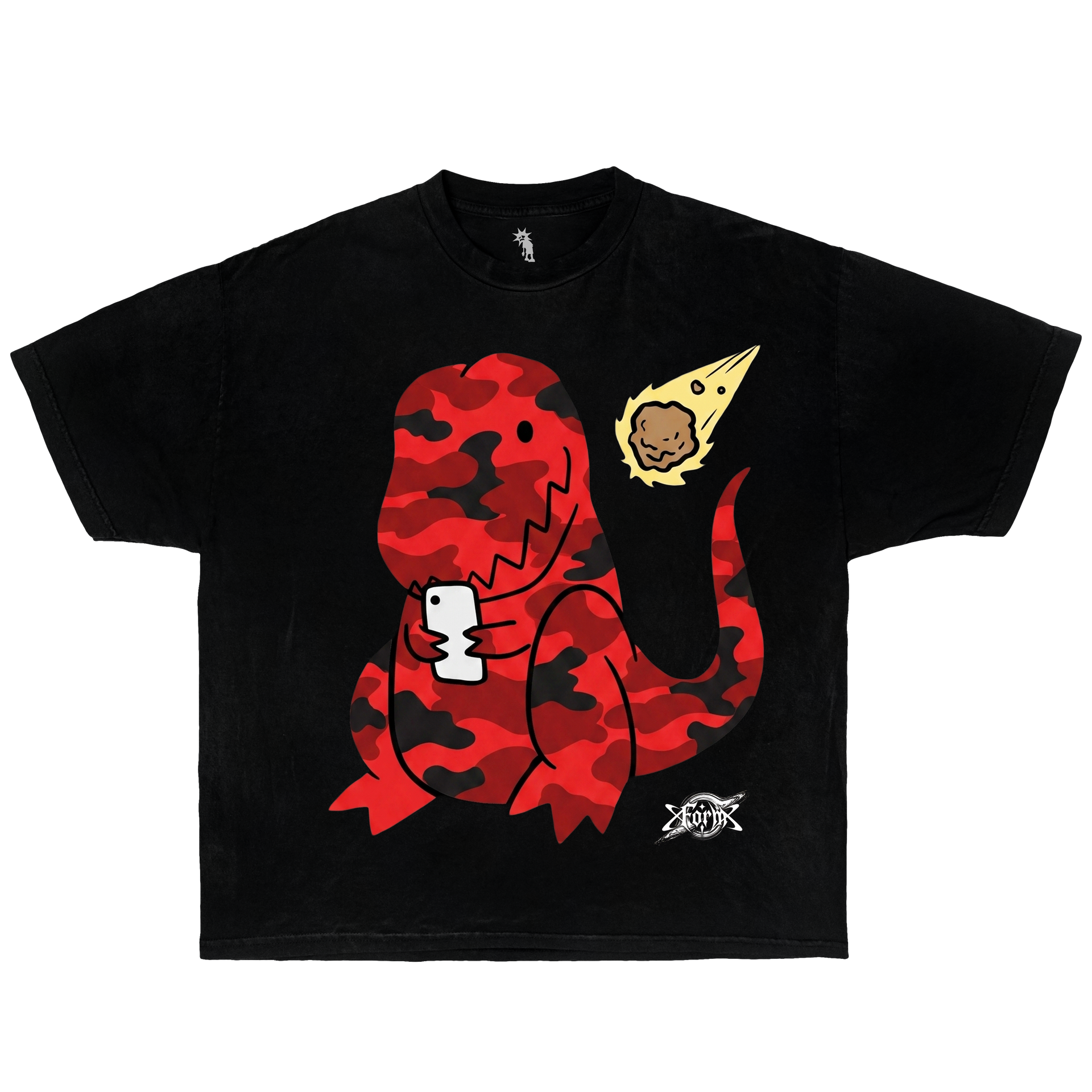 Modern Extinction Camo Dinosaur Red – Graphic T-Shirt Vintage Tee, Streetwear Y2K Oversized