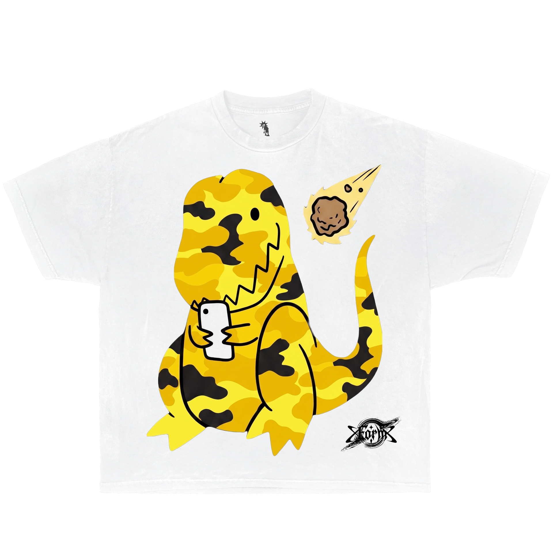 Modern Extinction Camo Dinosaur Yellow – Graphic T-Shirt Vintage Tee, Streetwear Y2K Oversized