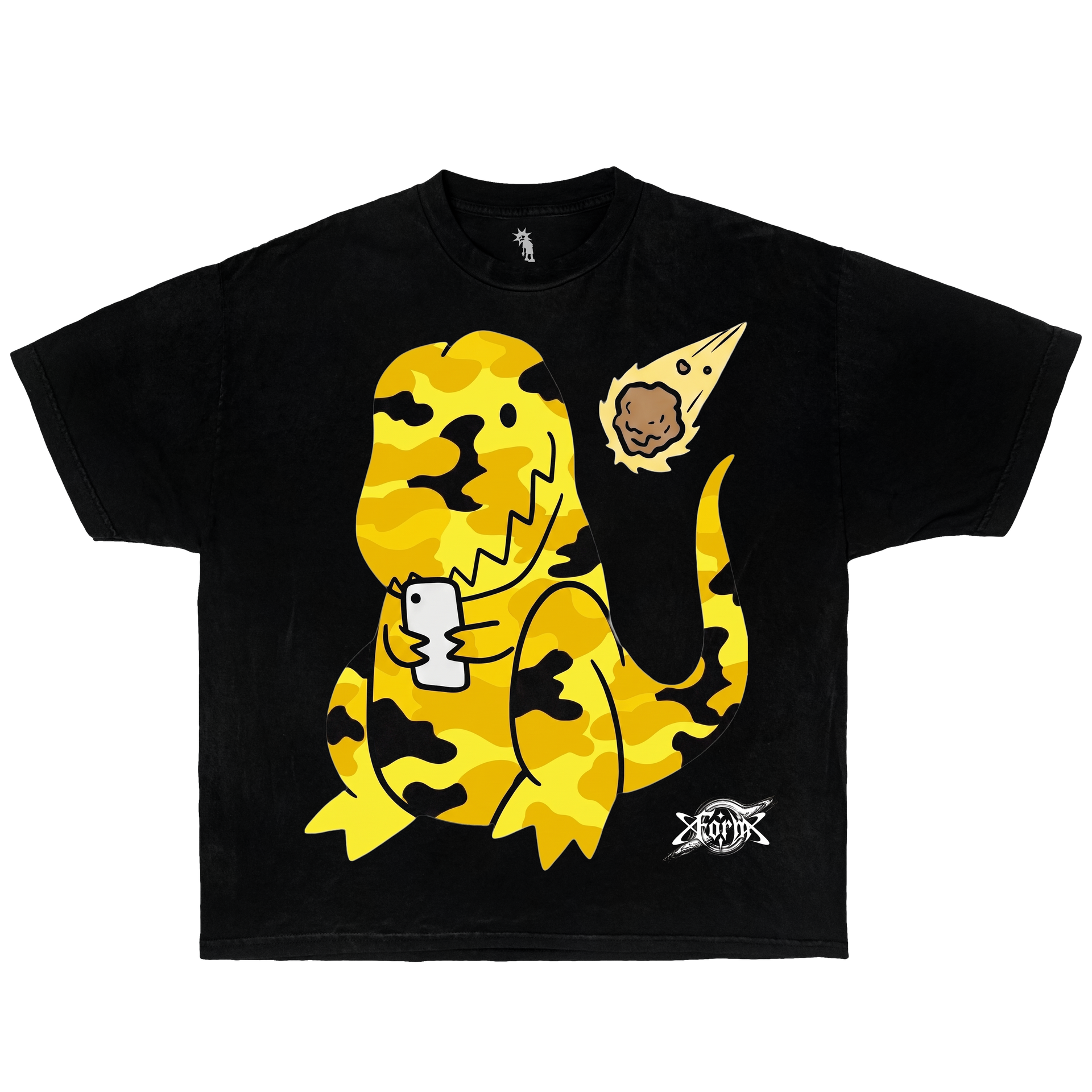 Modern Extinction Camo Dinosaur Yellow – Graphic T-Shirt Vintage Tee, Streetwear Y2K Oversized